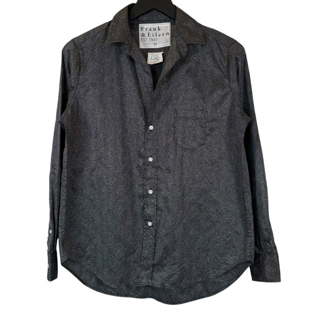 Frank & Eileen Size XS Eileen Glitter Stripe Diamond Print Button Up Shirt